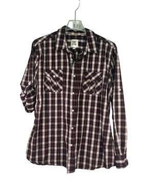 Paper Denim & Cloth Mens Button Down Shirt Red/Black Plaid 2XL Long Sleeve Cotto